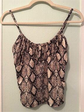Olivia Rae Snake Print Cami Tank Top - Black and Cream